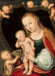 Madonna og barnet med den unge døperen Johannes, etter 1537 (olje på panel)