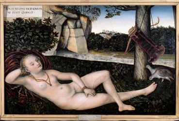 Nymfe ved kilden eller "" Resten av Diane"" Maleri av Lucas Cranach den eldre (1472-1553) Rundt 1537. Besancon, Museum of Fine Arts
