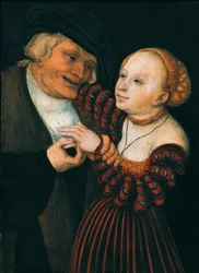 The Old Man and the Young Woman, ca. 1530 (olje på lerret)