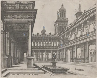 Palace Courtyard med fontene i et rektangulært basseng