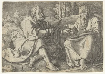 Paul og Peter sitter i et landskap