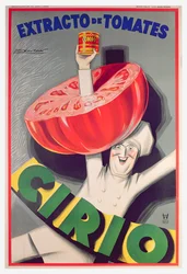 Plakat som reklamerer for "Cirio" hermetiske tomater (farge litho)