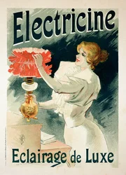 Reproduksjon av en plakat som reklamerer for luksusbelysningen „Electricine“