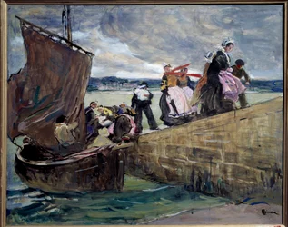 Smugleren ved Sainte-Marine i Bretagne, maleri av Lucien Simon (1861-1945), 1907, Rennes, Musée des Beaux-Arts