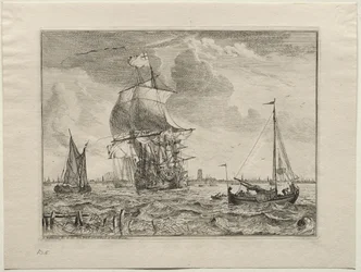 Marine scene med Amsterdam i det fjerne