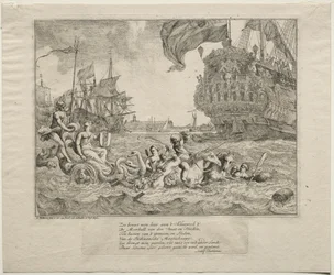 Personifiseringen av Amsterdam-kjøring i Neptunes-vogn, 1701.