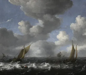 Havlandskap med fiskebåter