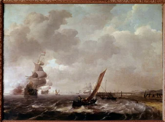 Havet ved Helder i Holland Maleri av Ludolf Backhuysen (1631-1708)