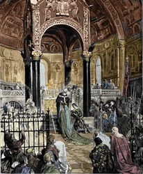 Henrik VIs ekteskap med prinsesse Normandie Constance av Hauteville (nza d#39;Altavilla) i basilikaen St. Ambrosius i Milano i 1186. Illustrasjon av Pogliaghi