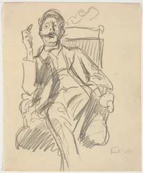 Kunsthistorikeren Carl V. Petersen, sittende, med en sigar