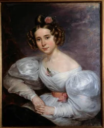Portrait of a Young Woman Painting av Auguste Schitter (1805-1889) 1800-tallets Orleans, Museum of Fine Arts