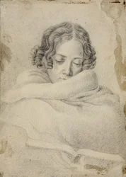 Portrett av forfatteren Bettine von Arnim 1785-1859, født Brentano, ca 1809.