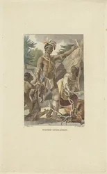 Iroquois-familien foran tipi Nord-indianere (tittel på objekt)