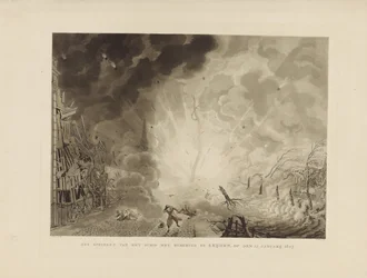 Katastrofen i Leiden, 1807 Hoppe skipet med krutt ved Leijden, 12. januar 1807 (tittel på objekt)