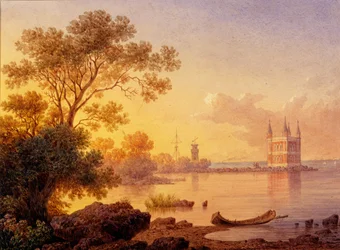 Utsikt over Rose-paviljongen Ozerki i Peterhof