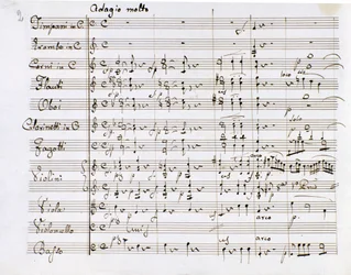 Noteside fra Symfoni nr. 1 i C-dur av den tyske komponisten Ludwig van Beethoven (1770-1827) (1799-1800), Milano, Biblioteca del Conservatorio