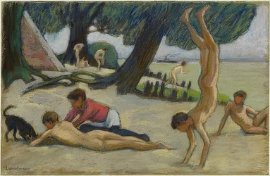 Gutter på stranden. Omkring 1895