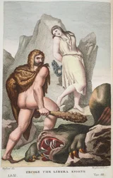 Hercules redder Hesione eller Ercole che Libera Enione, bok XI, illustrasjon fra Ovids Metamorphoses, Firenze, 1832 (håndfarget gravering)