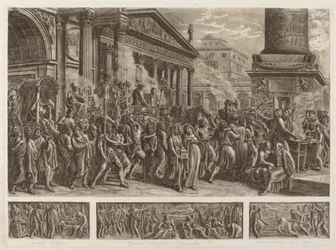 Asken til Trajan båret i et triumftog