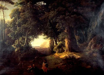 Clorindas dåp, av Luigi Ashton (1824-1884), olje på lerret, 87x120 cm