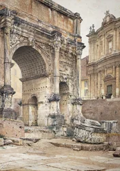 Buen til Septimius Severus i Roma, av Luigi Bazzani (1836-1927). Olje på lerret.