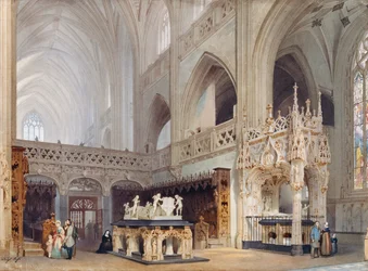 Interiør av Brou kirke i Bourg-en-Bresse