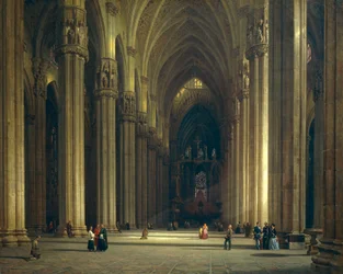 Interiøret i Milano-katedralen (Milano Duomo), av Luigi Bisi (1814-1886)