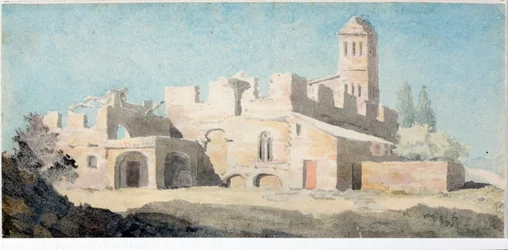 Ruinene av et kloster i regionen Genova (Akvarell