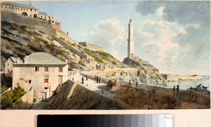 Lanterna, fyret i byen Genova (akvarell, ca 1825)