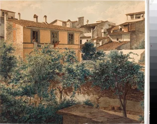 Utsikt over hus i Firenze (akvarell, ca. 1825)