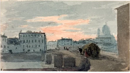Utsikt over broen til Carraia, Firenze (Akvarell