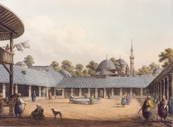 Borgas Caravanserai, av Luigi Mayer, Romania Gravering