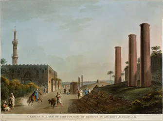 Egypt, Alexandria, Granittsøyler i portikoen til Canopus av Luigi Mayer