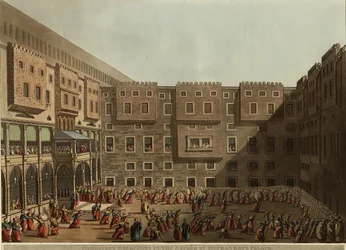 Mamelukker som trener på torget til Murad Beys-palasset, 1802
