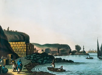 Ruinene av Ptolemaios bibliotek i Alexandria, av Luigi Mayer