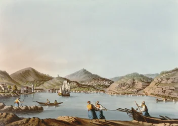 The Western Harbor of the Island of Samos, plate 60 fra Views in the Ottoman Dominions, pub. av R. Bowyer, 1810 (akvatint)