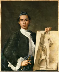 Portrett av kunstneren som holder et akademi...