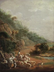 ""Scene med landsbyboere"" (Scene med landsbyboere) Maleri av Luis Paret y Alcazar (1746-1799) - 1786 - Olje på lerret - Størrelse 48x37,2 cm Museo de Bellas Artes de Bilbao