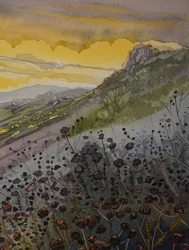 Solnedgang ved Golden Mountain