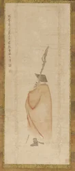 Stående mann i rød frakk, Qing-dynastiet, 1700-tallet.