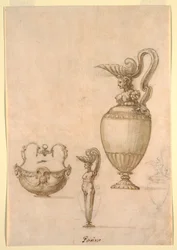 Design for to ær og en skål med svinghåndtak