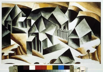 Birsk (Russland). Maleri av Lyubov (Lioubov) Sergeyevna Popova (1889-1924), olje på lerret