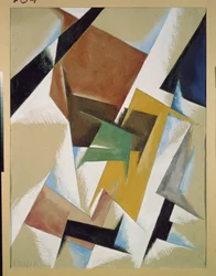 Komposisjon. Verk av Lyubov (Lioubov) Sergeyevna Popova (1889-1924), gouache på papir