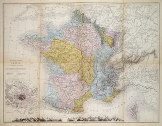 Kart over Frankrike, ca. 1830-40