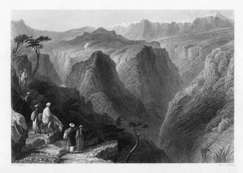 Libanonfjellet, over Kedesha-dalen, eller Holy Valley, Libanon, 1841.