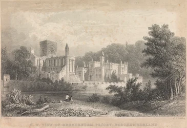 Nordvestutsikt over Brenckburn Priory, Northunberland; side 44 (bind 1)