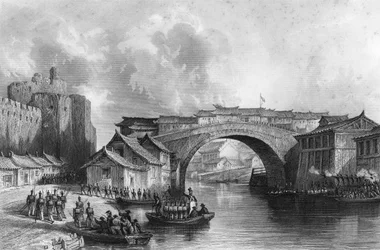 Vestporten til Ching-keang-foo Zhenjiang, Kina, 21. juli 1842 c1857.