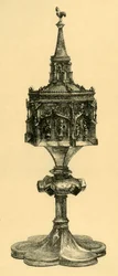 Kobber forgylt pyx, midten av 1400-tallet, 1881.