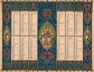 Kalender med helgendager og kongelige fødselsdager, 1847.