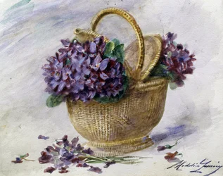 En kurv med fioler. Maleri av Madeleine Jeanne Lemaire (1845–1928 fransk) Privat samling